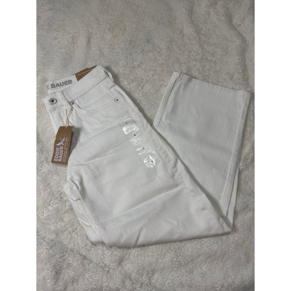 Eddie Bauer Voyager Everyday Jeans Womens 2 White NWT high rise crop Straight